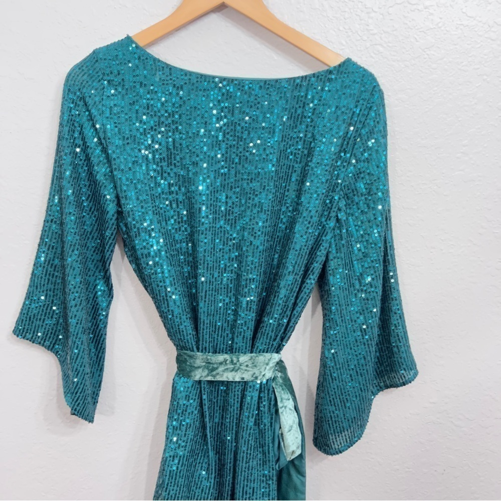 NWT Anthropologie All over sequin green dress size medium size M Christmas dress - Picture 8 of 15